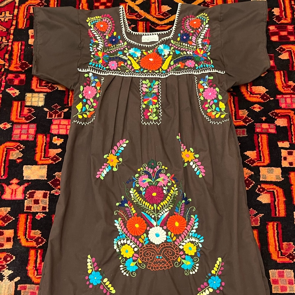 Hand Embroidered Mexican Dress